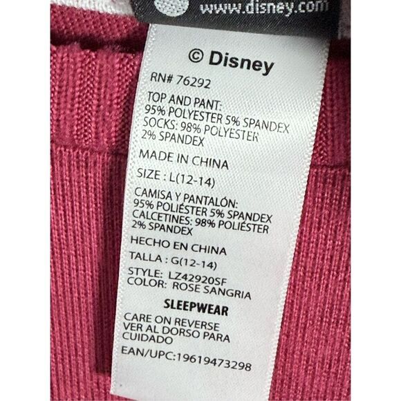 Disney Mickey Minnie‎ Mouse Soft LS Sleep Shirt Womens L Red Holiday Snow - Picture 5 of 9